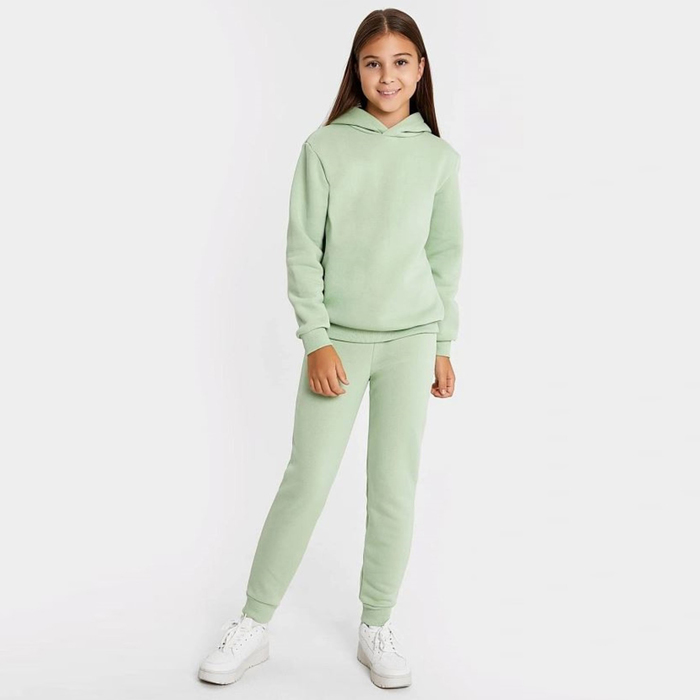 Комплект для девочки (толстовка, брюки), цвет зелёный, рост 104-110 см