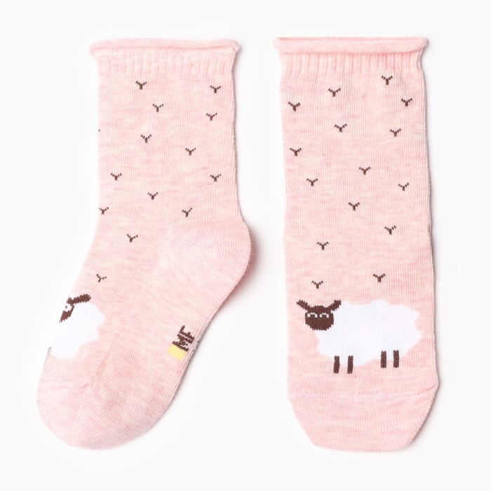 Носки детские Овечка, цвет розовый меланж, размер 12