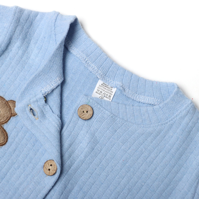 фото Комплект детский (комбинезон/шапочка), цвет голубой, рост 74 см bebus