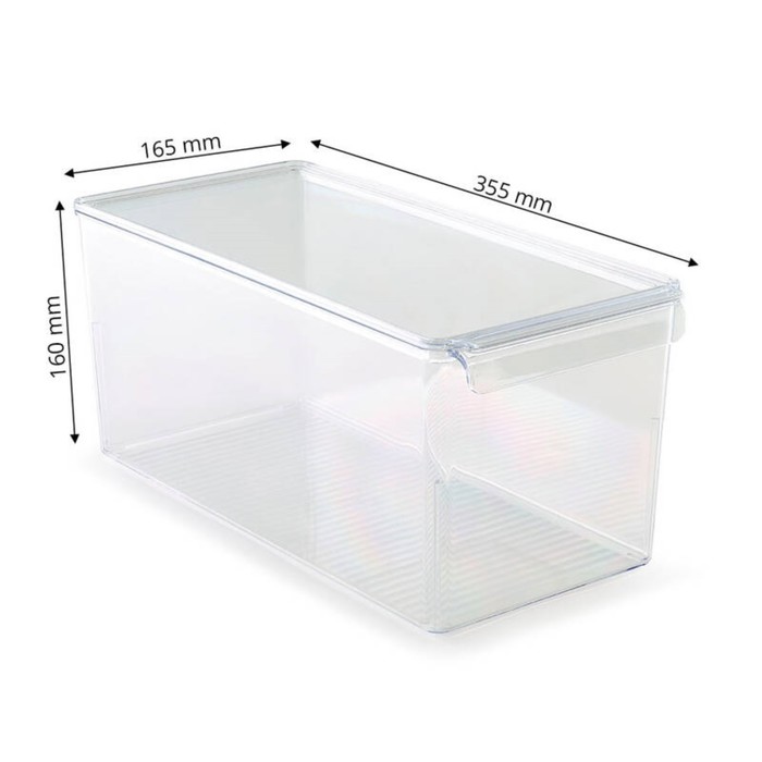 

Контейнер с крышкой для холодильника или шкафа 16.5х35.5х16 см, прозрачный