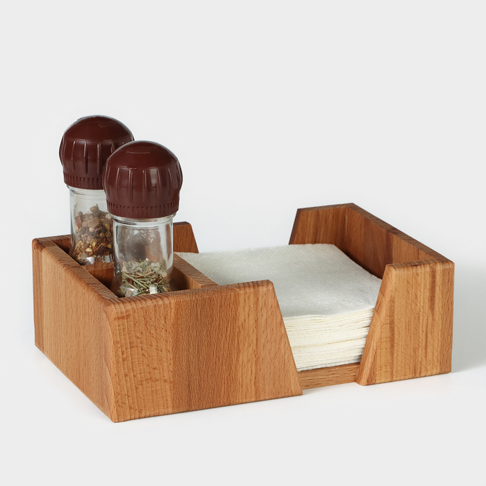 деревянная салфетница органайзер 2 1 бел Салфетница - органайзер деревянная на 3 отделения Adelica, 14×21,5×7 см, бук
