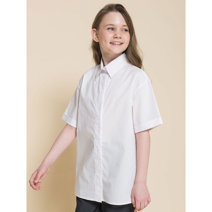 Блузка для девочек, рост 140 см, цвет белый блузка для девочек рост 140 см цвет ментол