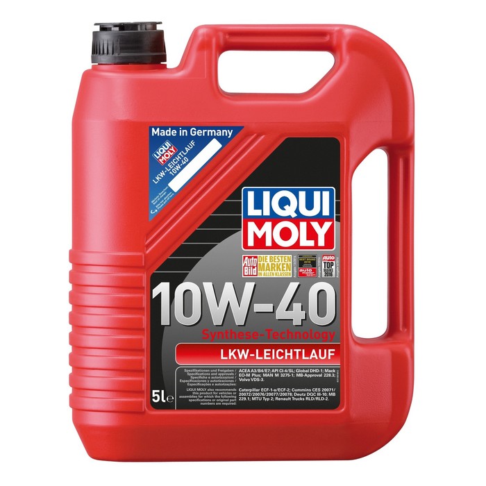 Масло моторное LiquiMoly LKW-Leichtlauf-Motoroil 10W-40 CI-4/SL A3/B4/E7, НС-синтетическое, 5 л моторное масло lubex robus pro 10w 40 ch 4 ci 4 sl a3 b4 e7 синтетическое 20 л