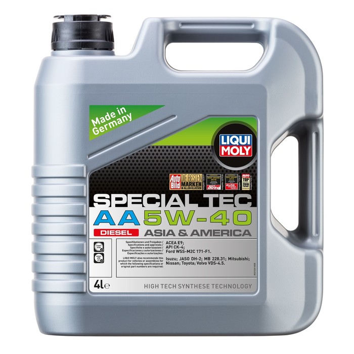 Масло моторное LiquiMoly Special Tec AA Diesel 5W-40 CK-4 E9, НС-синтетическое, 4 л нс синтетическое моторное масло liquimoly special tec aa 0w20 1 л 8065