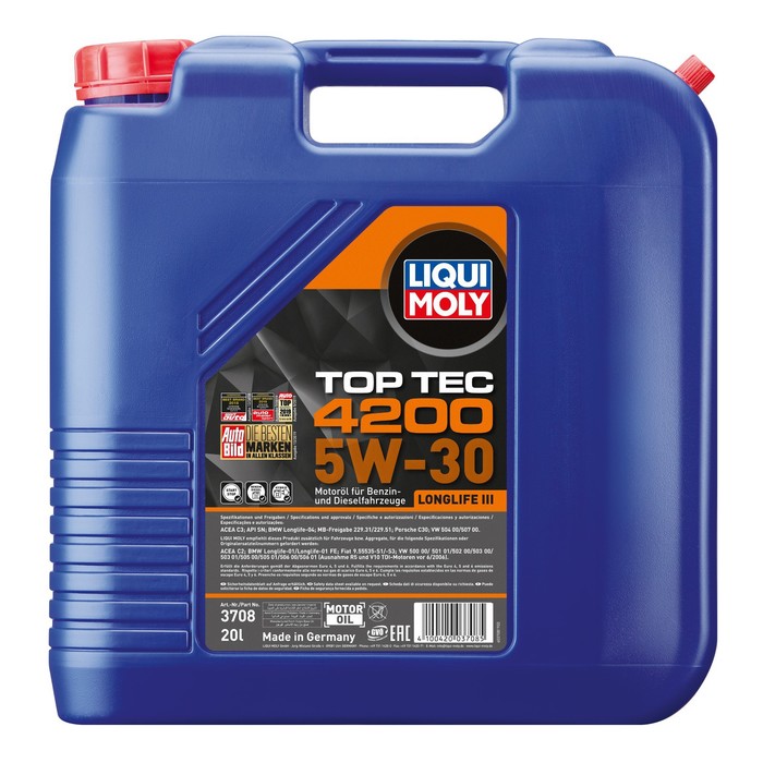 фото Масло моторное liquimoly top tec 4200 5w-30 new generation sp c3, нс-синтетическое, 20 л