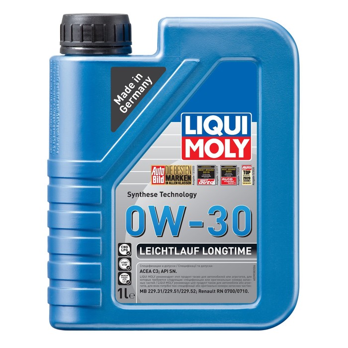 Масло моторное LiquiMoly Leichtlauf Longtime 0W-30 SN C3, синтетическое, 1 л масло моторное mobil 1 esp 0w–30 синтетическое 1 л