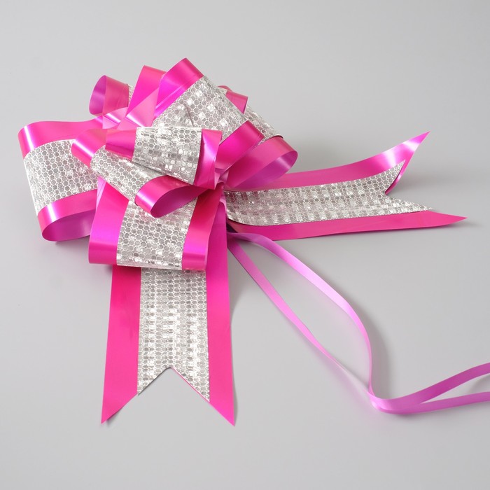 Бант-бабочка №7 "Фактурная полоса", цвет малиновый