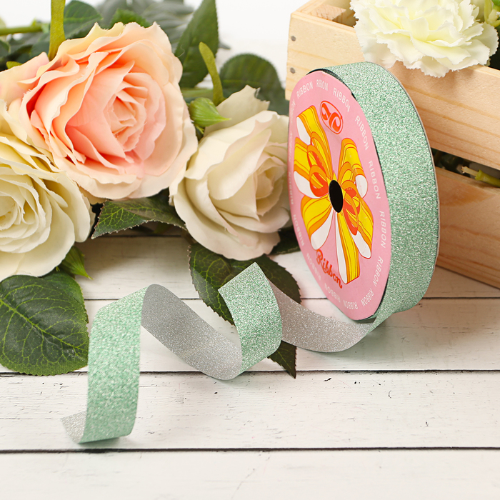 Лента "Алмазная крошка", 1,8 см х 36 м, цвет зелёный