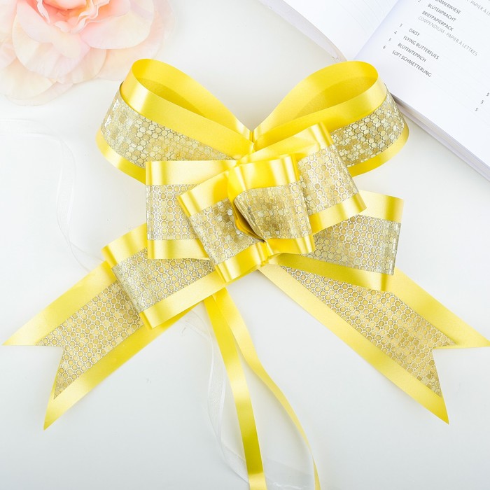 Бант-бабочка №5 "Фактурная полоса", цвет жёлтый