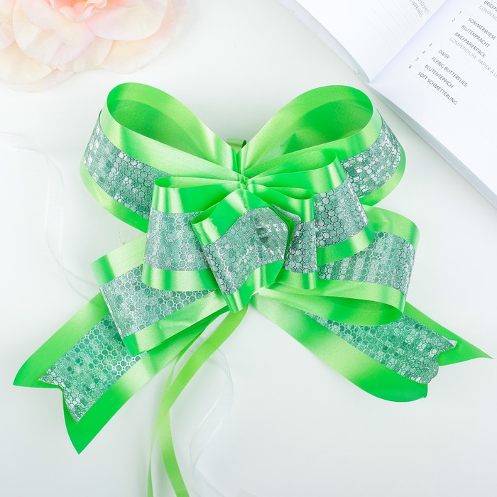 Бант-бабочка №5 "Фактурная полоса", цвет зелёный