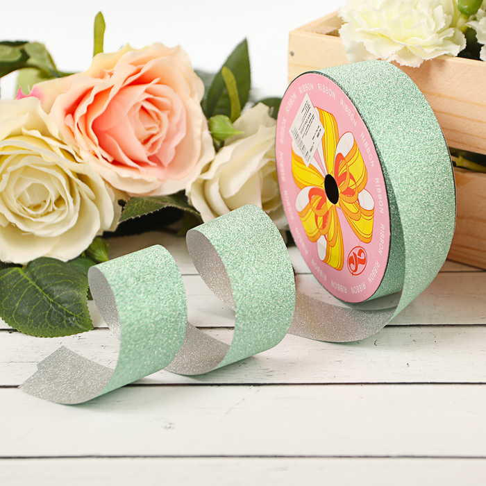 Лента "Алмазная крошка", 3 см х 36 м, цвет зелёный