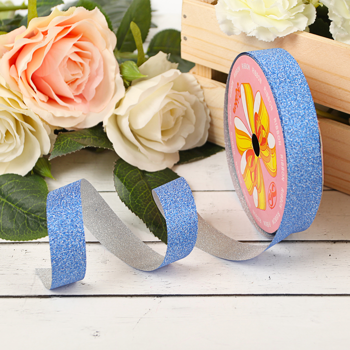 Лента "Алмазная крошка", 1,8 см х 36 м, цвет синий