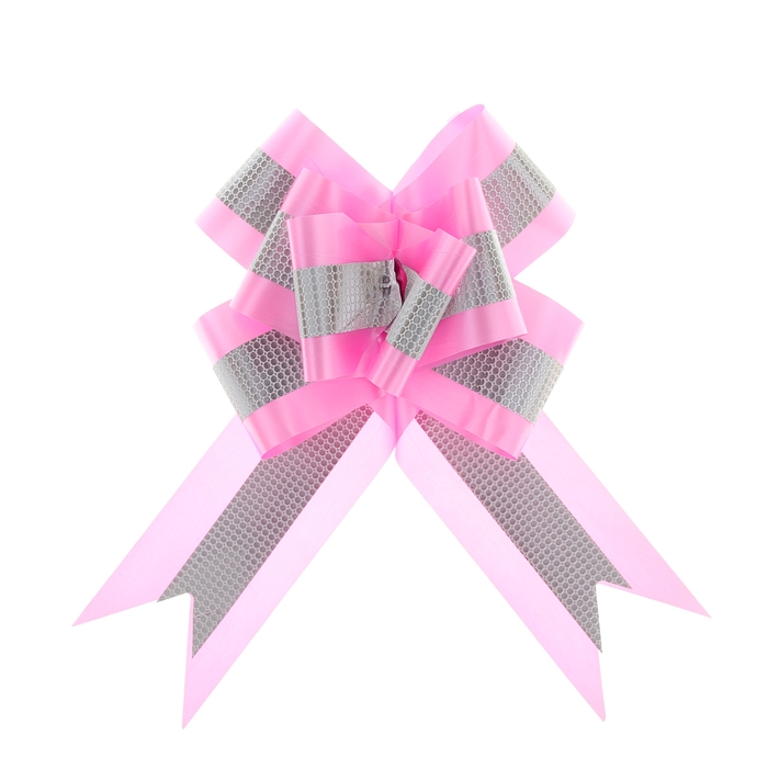 Бант-бабочка №7 "Фактурная полоса", цвет розовый