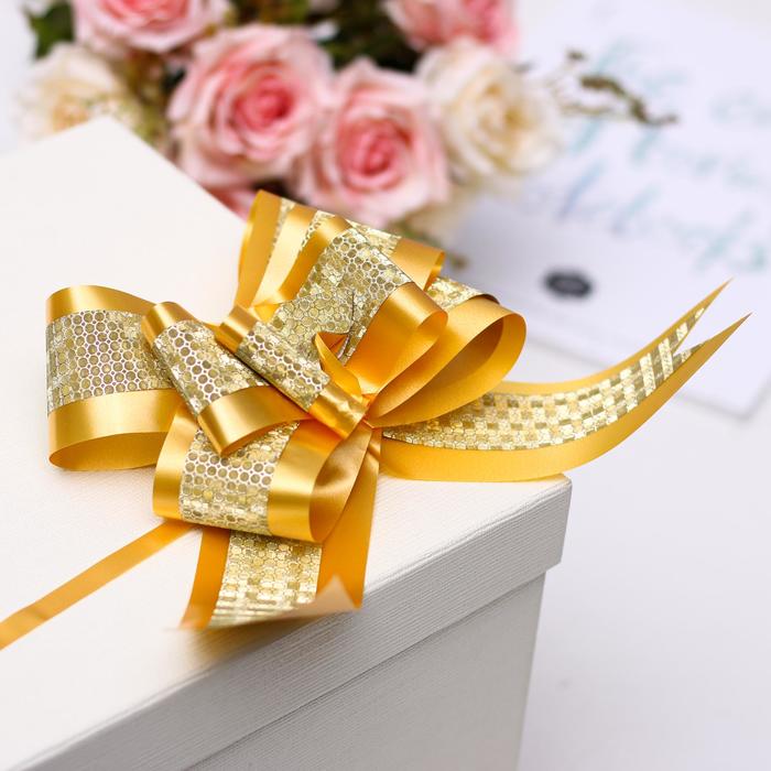 Бант-бабочка №5 "Фактурная полоса", цвет золотой