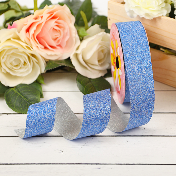 Лента "Алмазная крошка", 3 см х 36 м, цвет синий