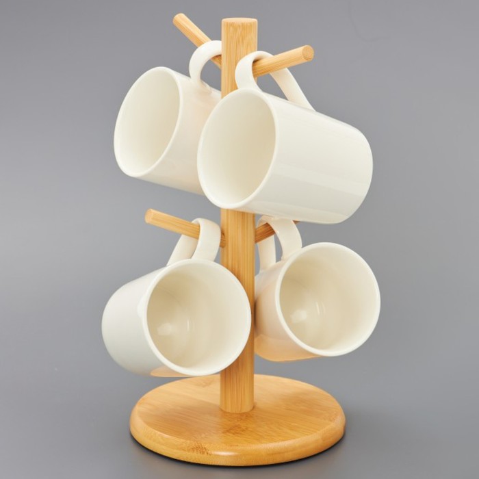 Набор кружек Jewel, на бамбуковой подставке набор фарфоровых кружек на бамбуковой подставке bellatenero 4 предмета 300 мл цвет белый