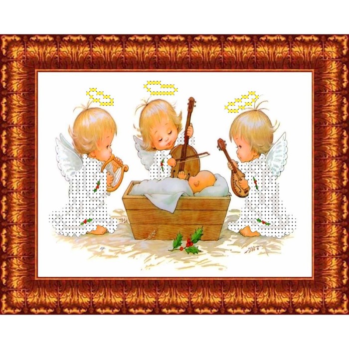 Набор для вышивки бисером «Три ангела у колыбели», 13х18 см