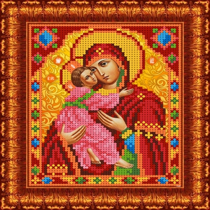Набор для вышивки бисером «Божия Матерь Владимирская», 13х16 см алмазная мозаика тихвинская божия матерь 40x50 см