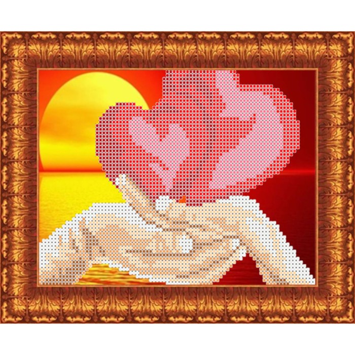 Набор для вышивки бисером «Влюблённые сердца», 13х18 см влюблённые сердца