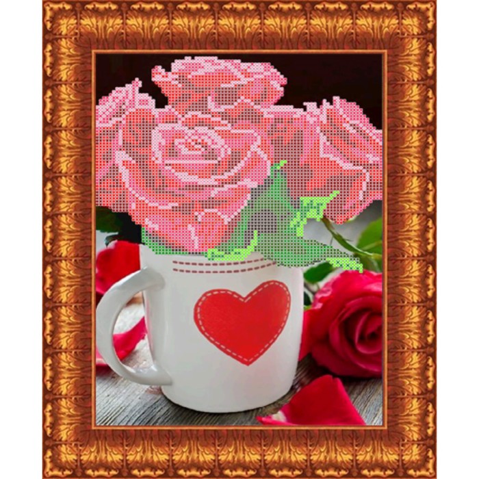 фото Набор для вышивки бисером «розы для любимой», 19х27 см каролинка