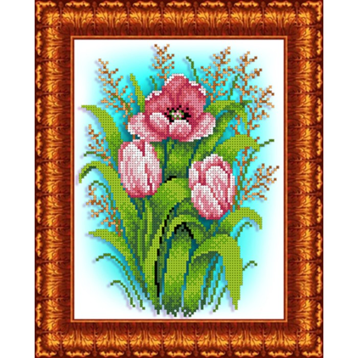фото Набор для вышивки бисером «тюльпаны», 18х24 см каролинка