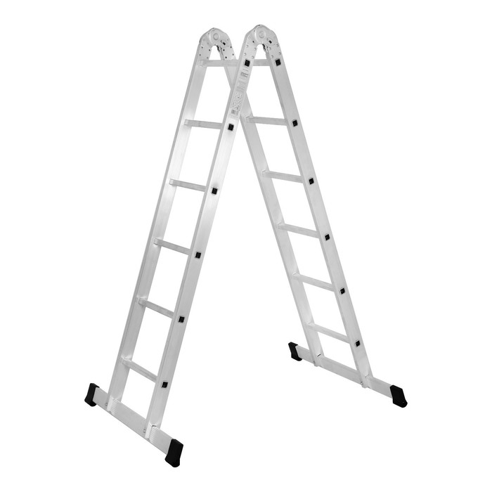 Лестница ТУНДРА, двухсекционная, шарнирная, алюминиевая, 6 ступеней лестница тундра двухсекционная шарнирная алюминиевая 6 ступеней