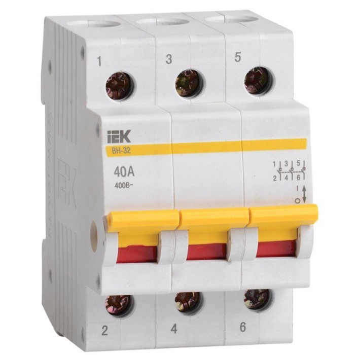 Выключатель нагрузки IEK, ВН-32, 40 А, трехполюсный, MNV10-3-040 автоматический выключатель iek вн 32 3p 40 а