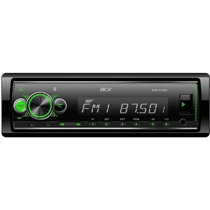 Автомагнитола ACV MP3/WMA AVS-916BG 50Wx4, BLUETOOTH, SD, USB, AUX, зелёная автомагнитола acv avs 916bg 1din хорошее состояние