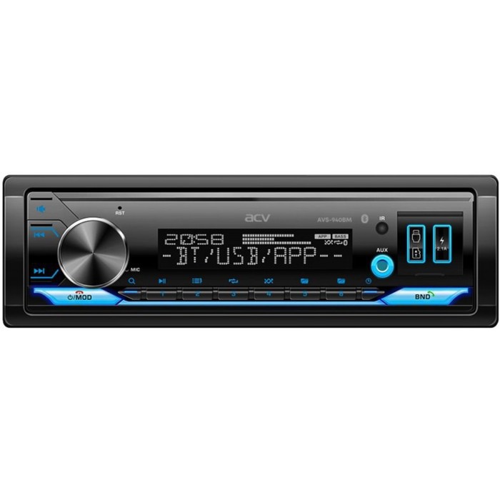 Автомагнитола ACV MP3/WMA AVS-940BM 50Wx4, BLUETOOTH, 2 USB, AUX, мультицвет