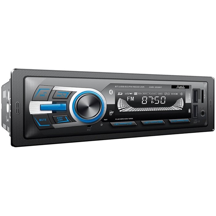 Автомагнитола AURA MP3/WMA AMH-202BT, Bluetooth, 2xUSB/micro SD, FLAC, синяя