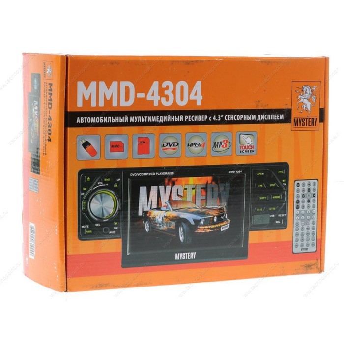 Автомагнитола Mystery DVD MMD-4304, сенсорный дисплей 4.3, SD/USB/DVD, ПДУ