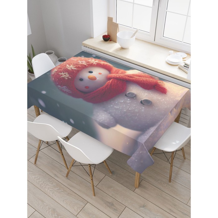 Скатерть на стол «Снеговик», прямоугольная, сатен, размер 120х145 см скатерть на стол неизвестная туманность прямоугольная сатен размер 120х145 см