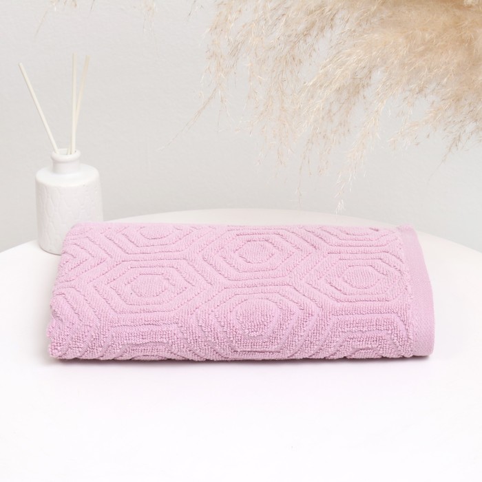 Полотенце махровое «Ромб», цвет розовый, 70х130 см, хлопок, 450г/м полотенце махровое tales 70х130 см розовый хлопок