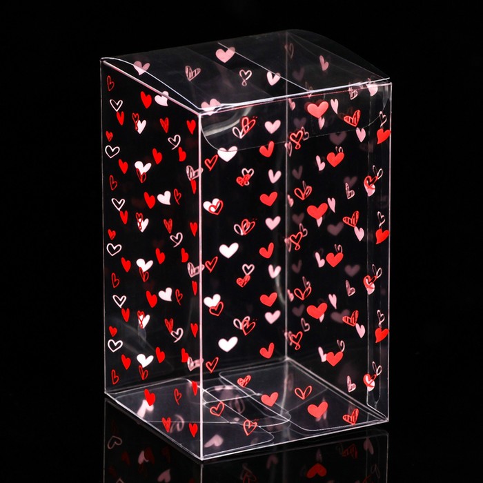 Складная коробка из PVC Сердца, 6 x 6 x 10 см