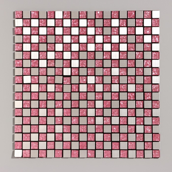 Панель самоклеящаяся 30*30см мозаика клетка розовая
