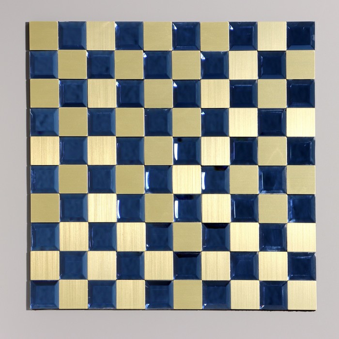 Панель самоклеящаяся 30*30см мозаика клетка сине-золотая