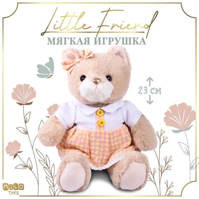 цена Мягкая игрушка Little Friend, кошечка в персиковом платье