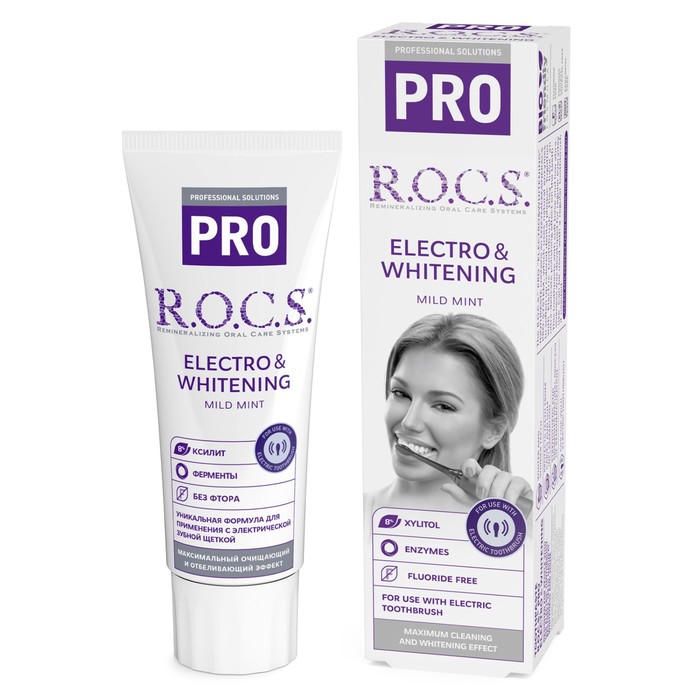 фото Зубная паста pro electro & whitening mild mint, 74 гр