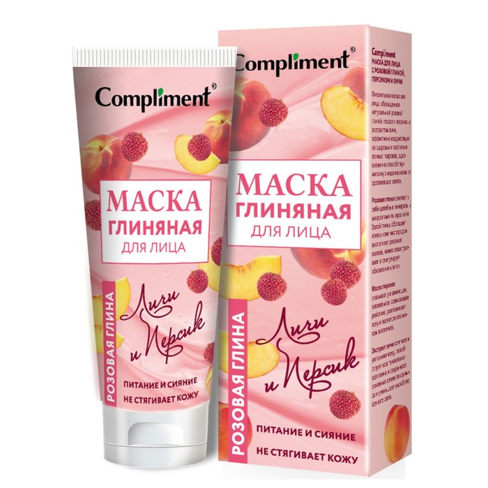 

Маска для лица с розовой глиной, персиком и личи, 80 мл