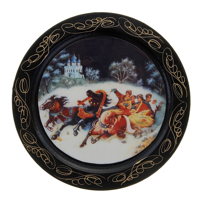 Тарелка декоративная «Сюжет», D=18 см, лаковая миниатюра, микс