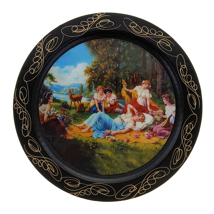 Тарелка декоративная «Сюжет», D=18 см, лаковая миниатюра, микс