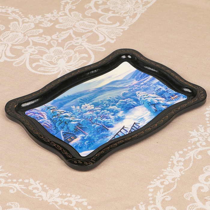 Поднос «Лес», 19×25 см, лаковая миниатюра, микс