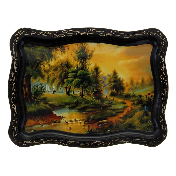 Поднос «Лес», 19×25 см, лаковая миниатюра, микс