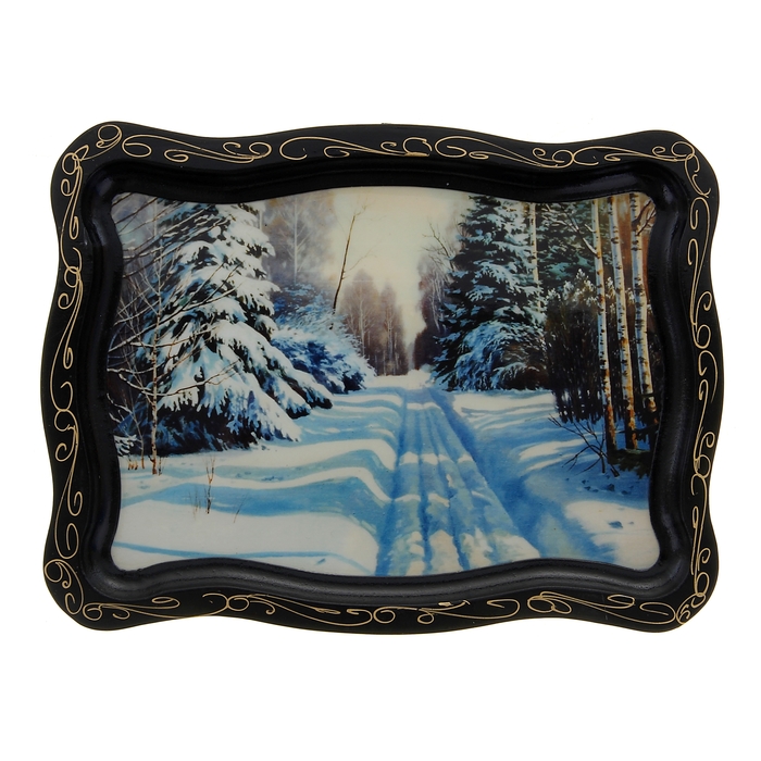 Поднос «Лес», 19×25 см, лаковая миниатюра, микс