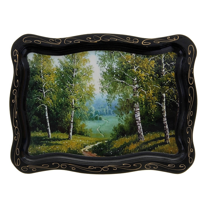 Поднос «Лес», 19×25 см, лаковая миниатюра, микс