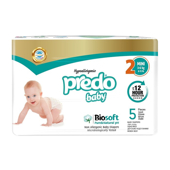 Подгузники Predo Baby Biosoft Hypoallergenic Mini Size, размер 2, 3-6 кг, 5 шт