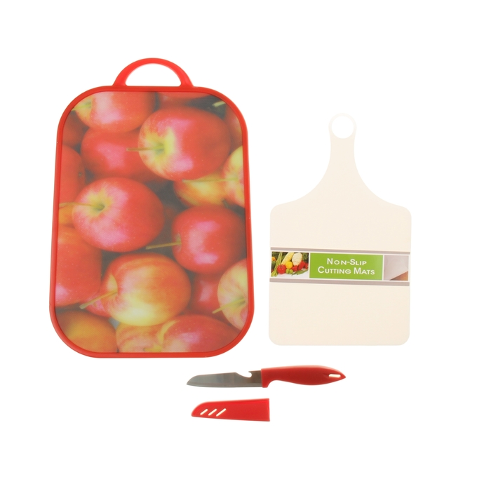 Набор, 3 предмета: доска разделочная прямоугольная 2 шт 37х25/29х18 см, нож