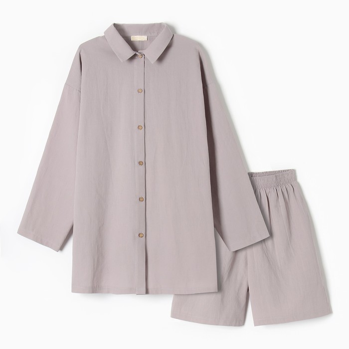 

Комплект женский (рубашка, шорты) KAFTAN размер 40-42, серый