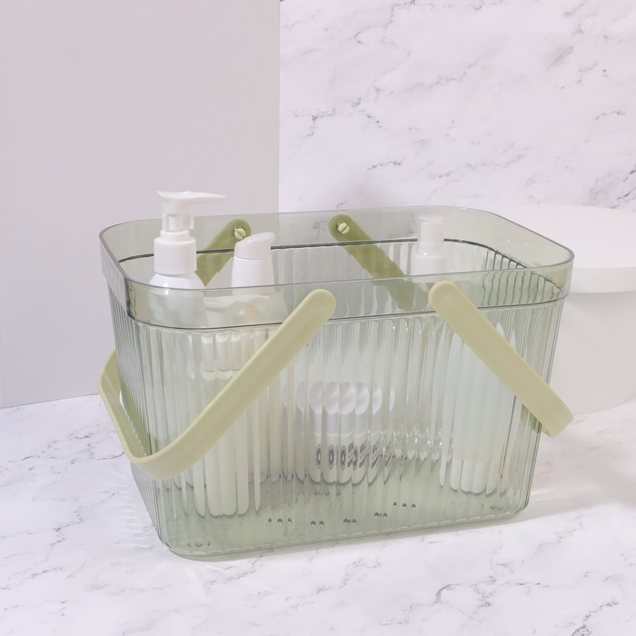 фото Органайзер для хранения, корзинка с ручками, 1 секция, 27 × 17 × 16,5 см, цвет полупрозрачный/микс queen fair
