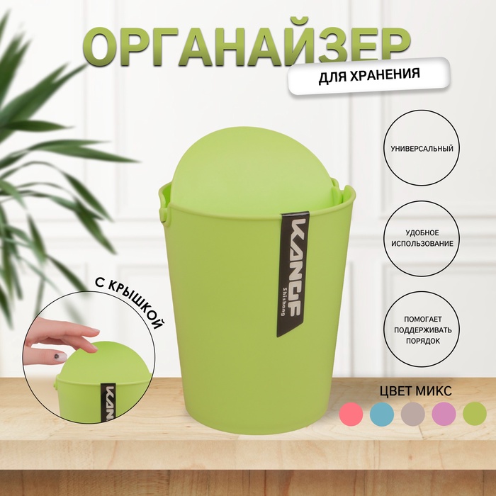

Органайзер для хранения, с крышкой, 1 секция, 14,5 × 12 × 9,2 см, цвет МИКС